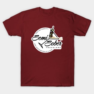 Original Semi-Sober Travelers Martini design with solid background T-Shirt